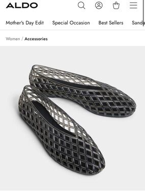ALDO Black Lattice Slip-On Jelly Flats